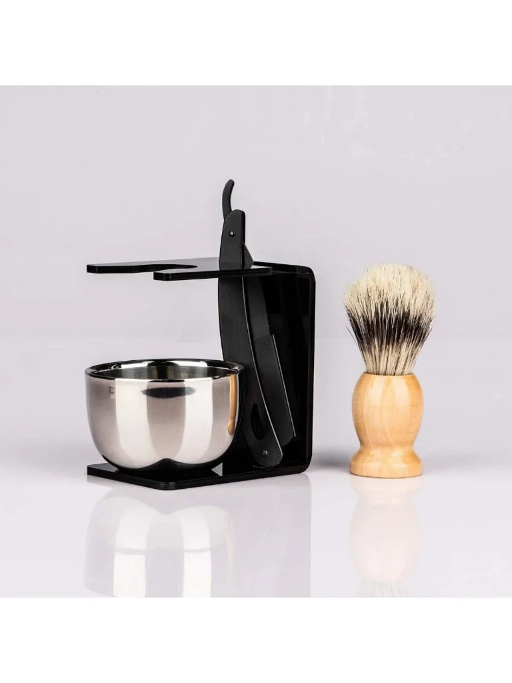 Premium Straight Razor Kit with Shaving Brush - Classic Edge Shaving Set